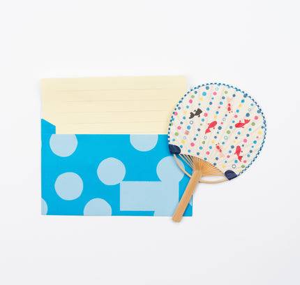 ACTIVE CORPORATION Summer Bamboo Uchiwa Fan Card firework goldfish dot