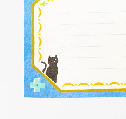 FURUKAWASHIKO Retro Diary Black Cat and Flowers - ZenPop Japan Stationery Store