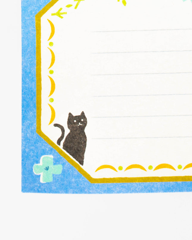 FURUKAWASHIKO Retro Diary Black Cat and Flowers - ZenPop Japan Stationery Store