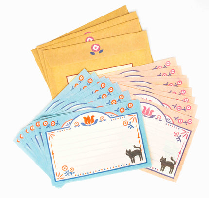 FURUKAWASHIKO Retro Diary Black Cat and Flowers - ZenPop Japan Stationery Store