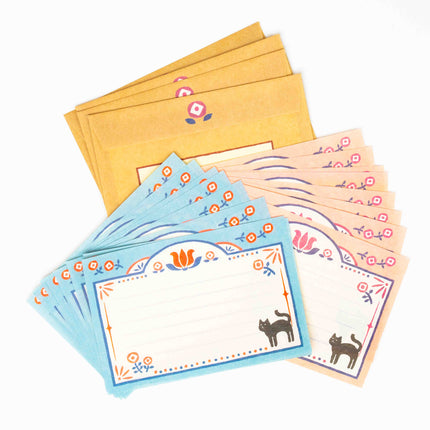 FURUKAWASHIKO Retro Diary Black Cat and Flowers - ZenPop Japan Stationery Store