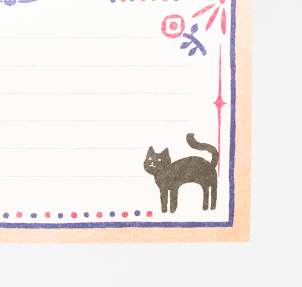 FURUKAWASHIKO Retro Diary Black Cat and Flowers - ZenPop Japan Stationery Store