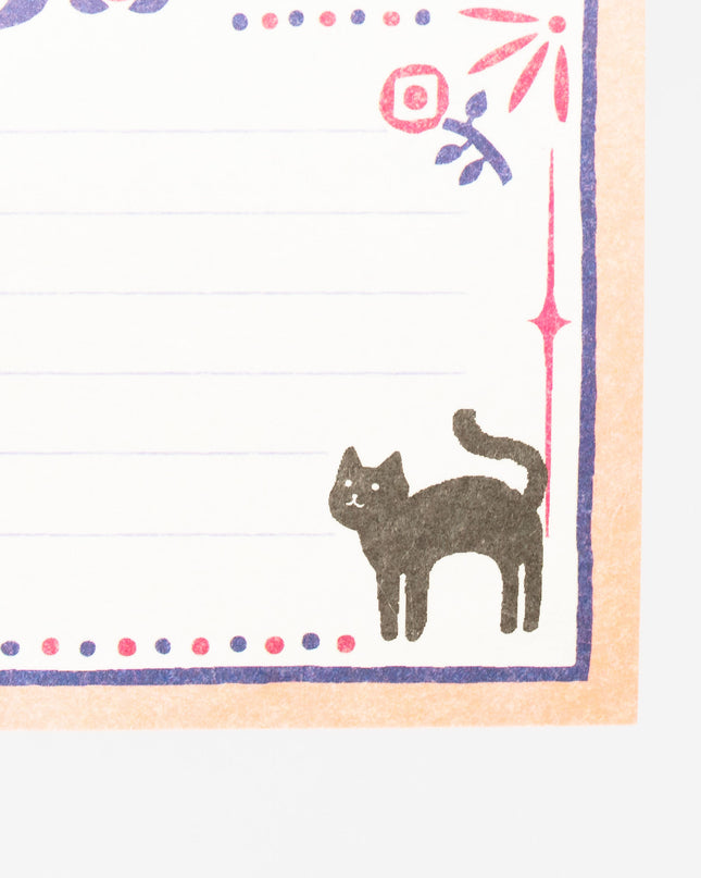 FURUKAWASHIKO Retro Diary Black Cat and Flowers - ZenPop Japan Stationery Store