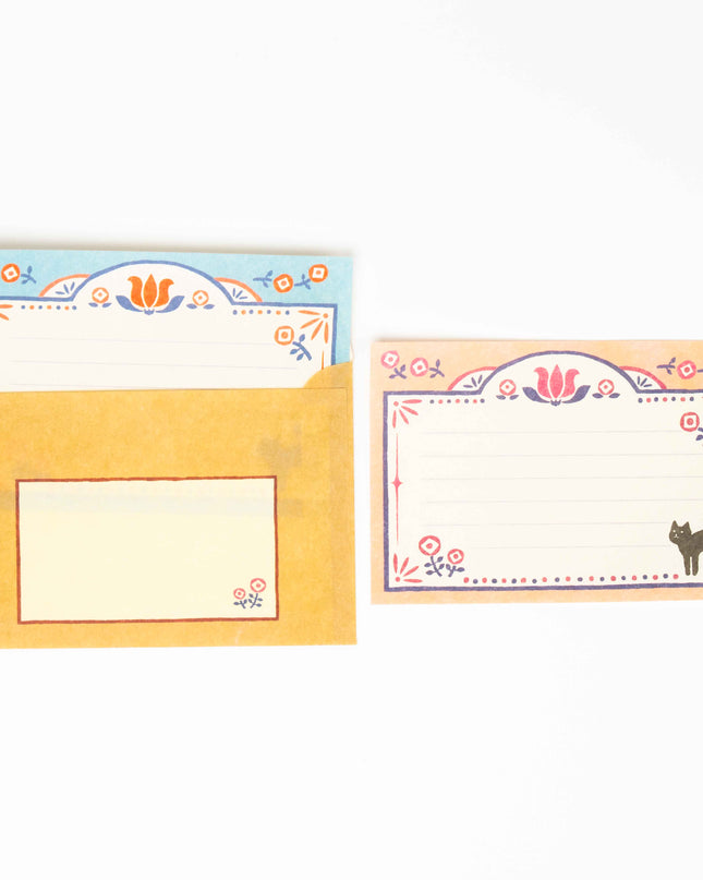 FURUKAWASHIKO Retro Diary Black Cat and Flowers - ZenPop Japan Stationery Store