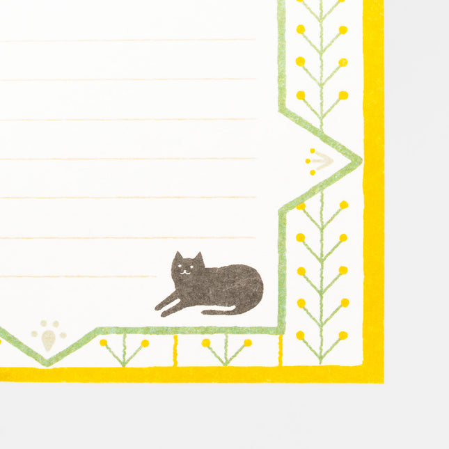 FURUKAWA SHIKO Mini Letter Set - Retro Diary Black Cat and Flowers