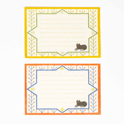 FURUKAWA SHIKO Mini Letter Set - Retro Diary Black Cat and Flowers