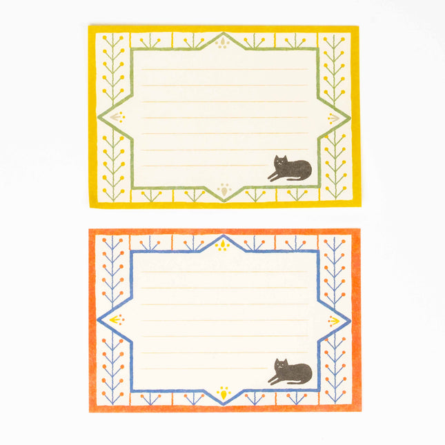 FURUKAWA SHIKO Mini Letter Set - Retro Diary Black Cat and Flowers