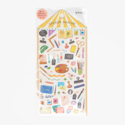 MIDORI Sticker Marche Stationery Pattern - ZenPop Japan Stationery Store