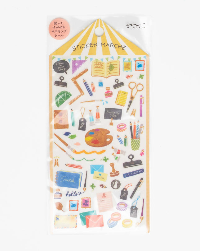 MIDORI Sticker Marche Stationery Pattern - ZenPop Japan Stationery Store
