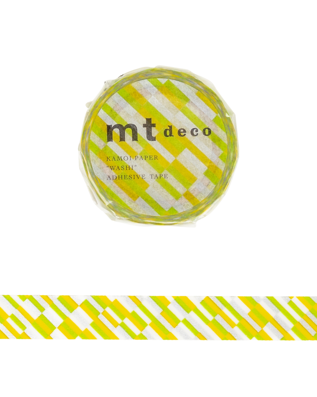 MT Masking Tape 15mm - Block Stripes green
