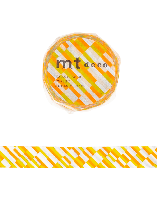 MT Masking Tape 15mm - Block Stripes orange