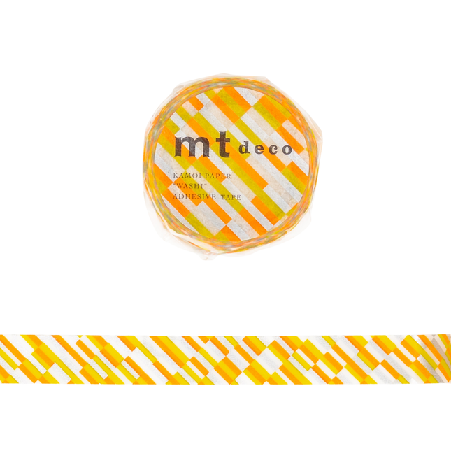 MT Masking Tape 15mm - Block Stripes orange