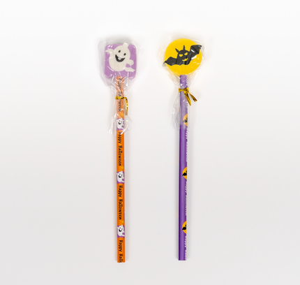 AS-1 Halloween Pencil with Eraser ghost and bat
