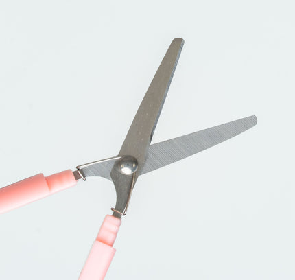 SUNSTAR Stickyle Portable Scissors Compact Type in pink close up with tip open
