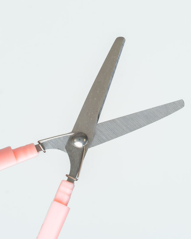 SUNSTAR Stickyle Portable Scissors Compact Type in pink close up with tip open