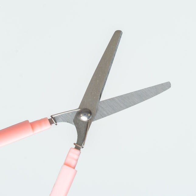 SUNSTAR Stickyle Portable Scissors Compact Type in pink close up with tip open