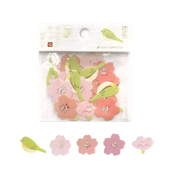 ACTIVE CORPORATION Flaker Stickers - Spring Patterns Hannari (Gold Foil Stamping)