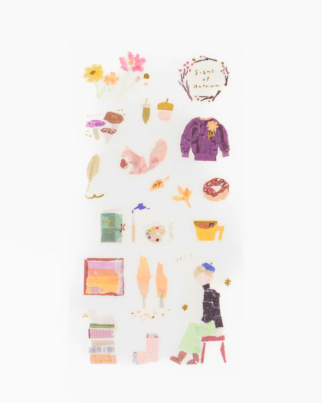 KAMIISO SANSYO Tamura Miki Autumn Masking Sticker - ZenPop Japan Stationery Store