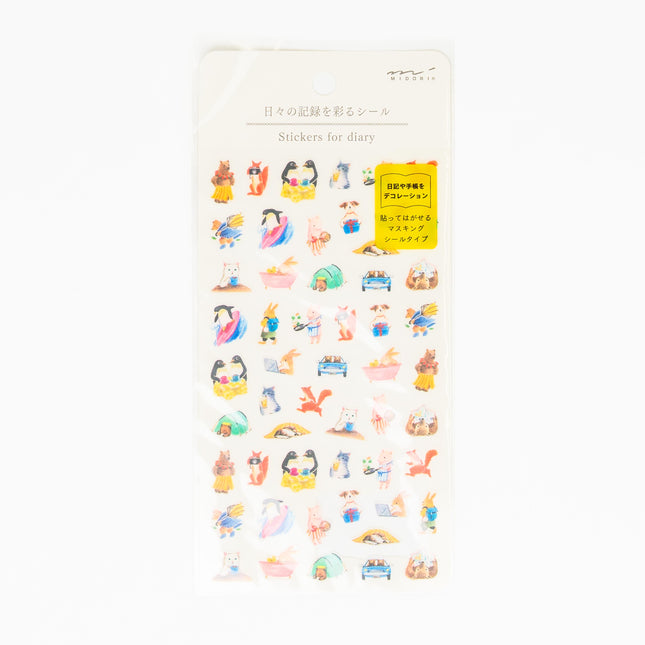 MIDORI Animal Sticker for Diary - ZenPop Japan Stationery Store