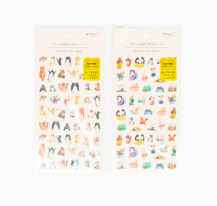MIDORI Animal Sticker for Diary - ZenPop Japan Stationery Store