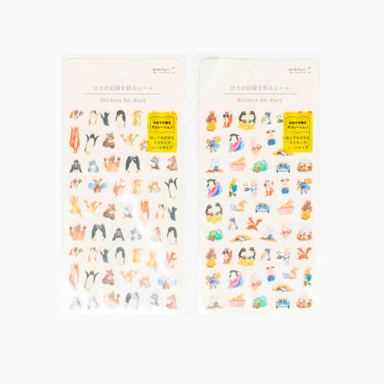 MIDORI Animal Sticker for Diary - ZenPop Japan Stationery Store