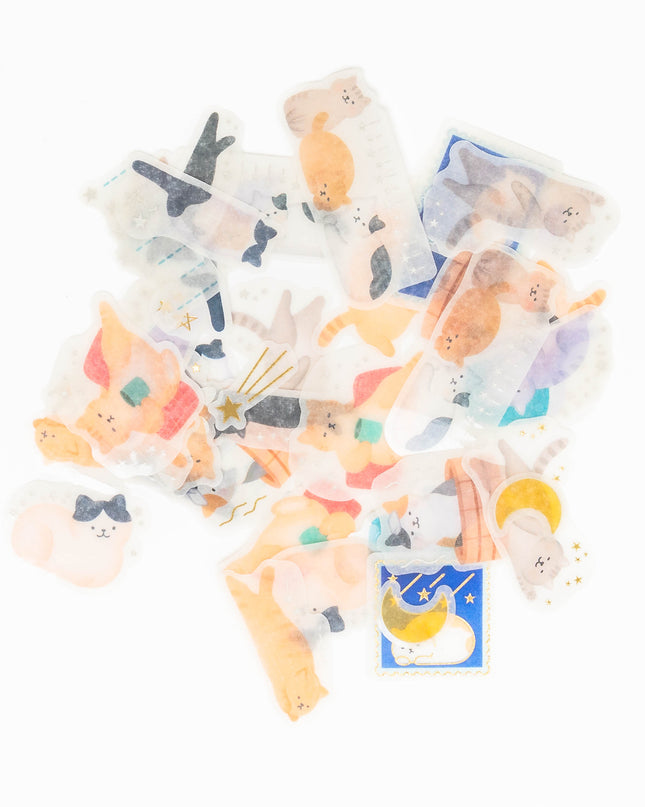 WORLD CRAFT Flake Sticker Cat Pattern - ZenPop Japan Stationery Store