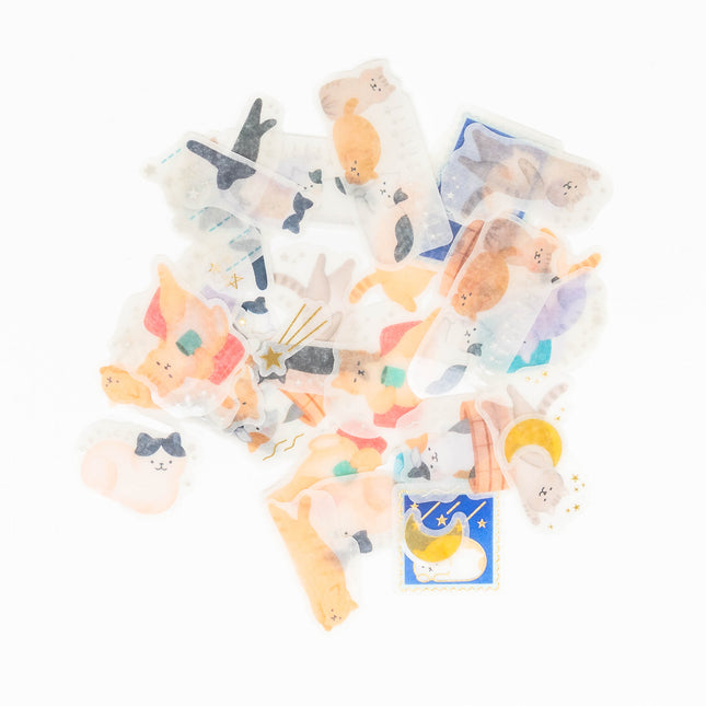WORLD CRAFT Flake Sticker Cat Pattern - ZenPop Japan Stationery Store