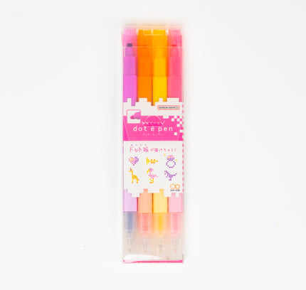 SUNSTAR Square Marker Dot E Pen 4pcs Set - ZenPop Japan Stationery Store