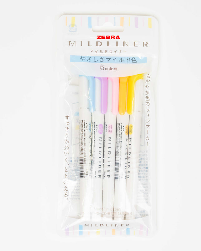 ZEBRA Mildliner Yasashisa Mild 5 Colors Set - ZenPop Japan Stationery Store