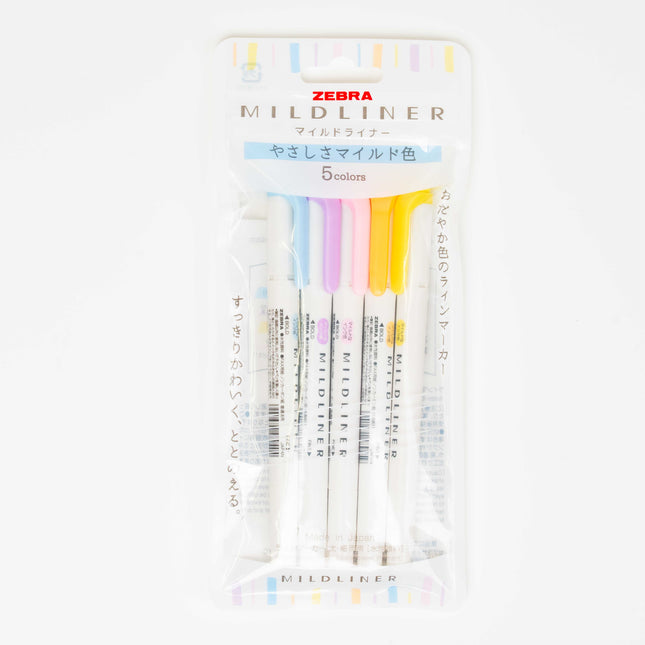ZEBRA Mildliner Yasashisa Mild 5 Colors Set - ZenPop Japan Stationery Store