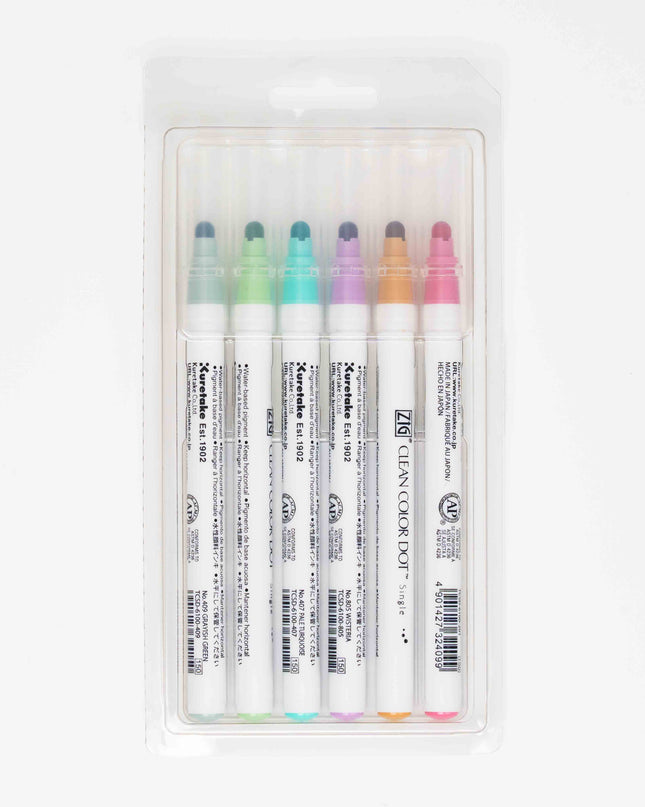 KURETAKE ZIG Clean Color Dot Mild Smoky Color 6pc set - ZenPop Japan Stationery Store