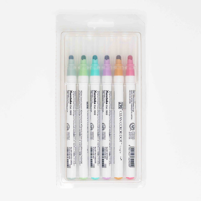 KURETAKE ZIG Clean Color Dot Mild Smoky Color 6pc set - ZenPop Japan Stationery Store