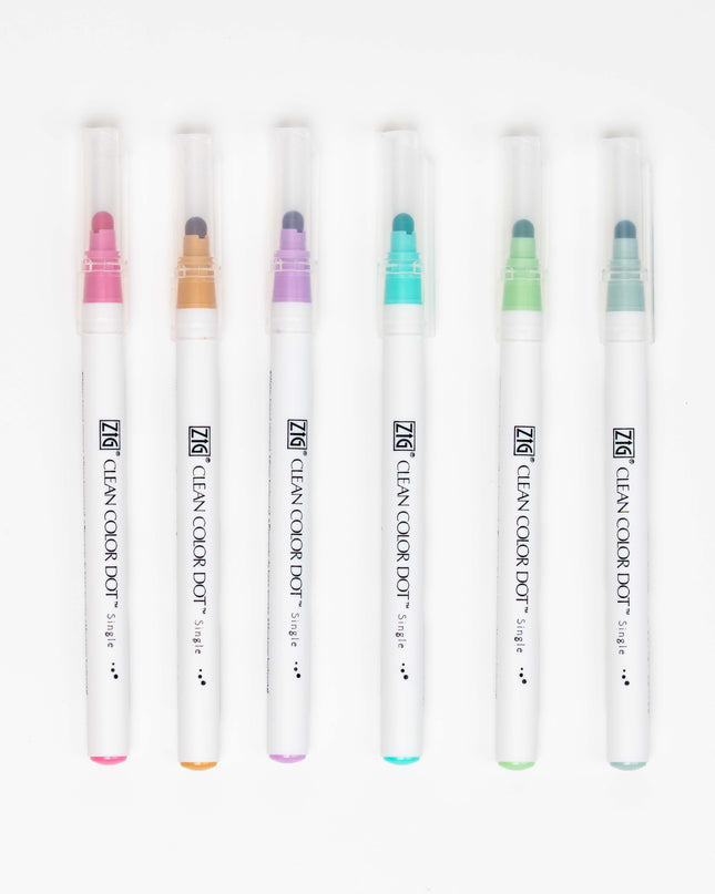 KURETAKE ZIG Clean Color Dot Mild Smoky Color 6pc set - ZenPop Japan Stationery Store