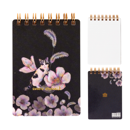 TOKOTOKO CIRCUS Ringed Memo Pad - Cat with Cherry Blossom