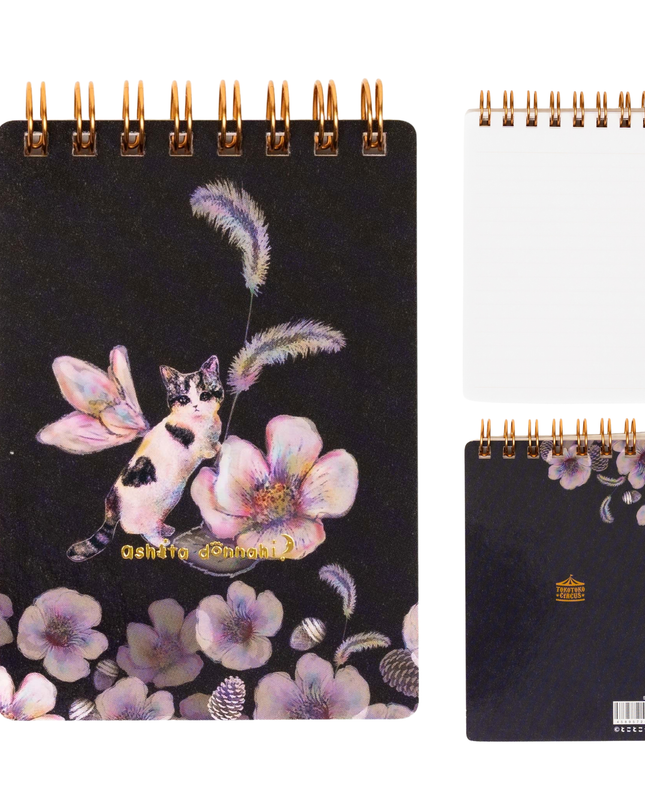 TOKOTOKO CIRCUS Ringed Memo Pad - Cat with Cherry Blossom