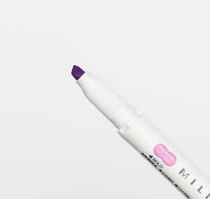 ZEBRA Mildliner Nagomi Mild 5 Colors Set purple close up on bold tip