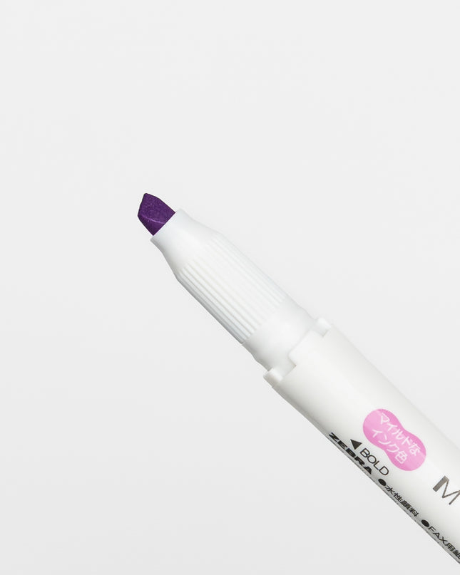 ZEBRA Mildliner Nagomi Mild 5 Colors Set purple close up on bold tip