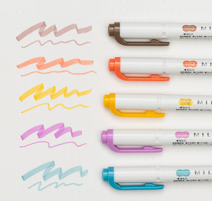 ZEBRA Mildliner Nagomi Mild 5 Colors Set pen test