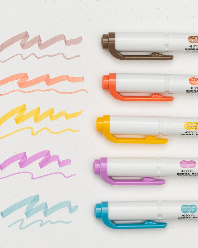 ZEBRA Mildliner Nagomi Mild 5 Colors Set pen test