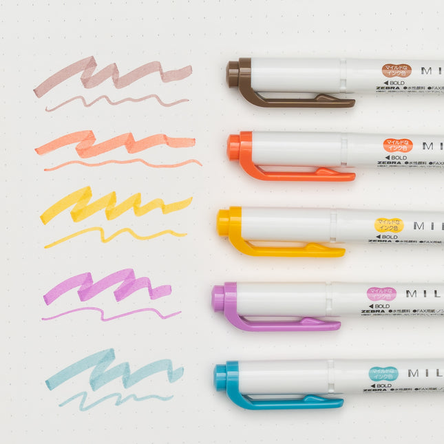 ZEBRA Mildliner Nagomi Mild 5 Colors Set pen test