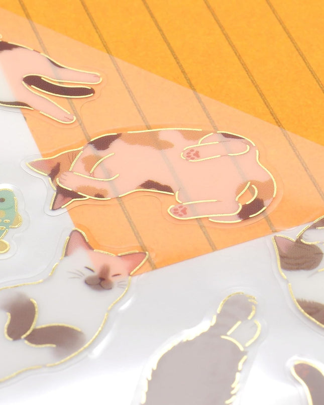 NB Foil Sticker Sheet - Rolling Cat close up