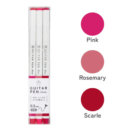 TERANISHI CHEMICAL Guitar Pen Petit 3 Colors Set - Pink (GRPT-3PI)