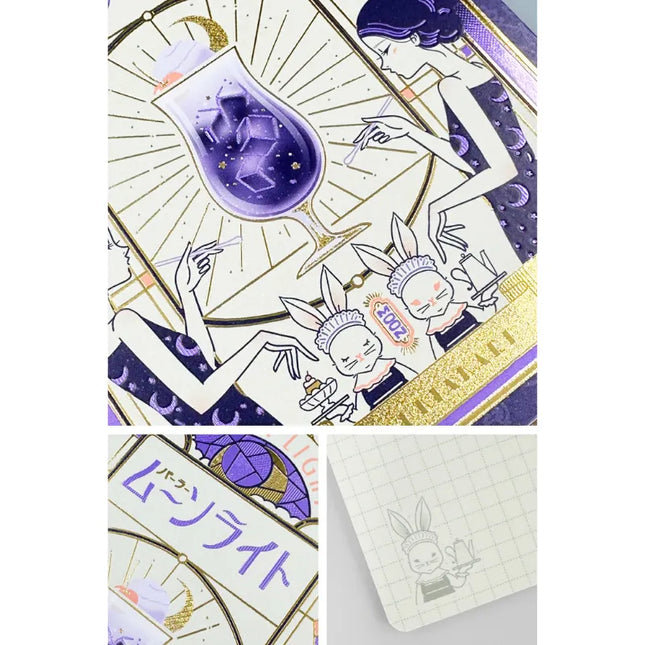 [Limited] ROKKAKU X ob1toy Ring Notebook B6 cat moonlight