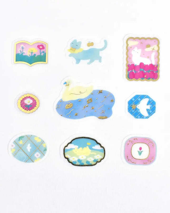 PAPIER PLATZ x Miyashita Nodoka Designer’s Flake Sticker relaxing cat