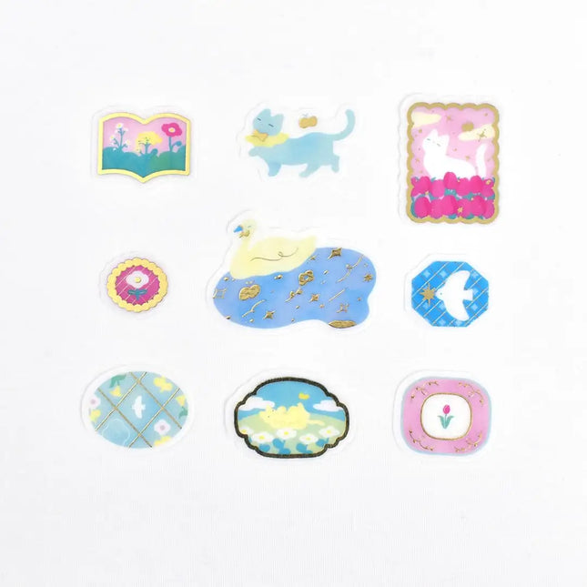 PAPIER PLATZ x Miyashita Nodoka Designer’s Flake Sticker relaxing cat