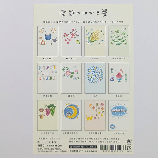 RYURYU Seasonal Postcard Memo Floral back