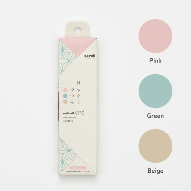 [LIMITED] MITSUBISHI PENCIL Uni Ball One 3 Colors Set 0.38mm - Wa-taste Hannari