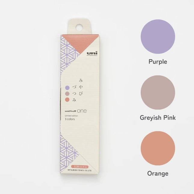 [LIMITED] MITSUBISHI PENCIL Uni Ball One 3 Colors Set 0.38mm - Wa-taste Miyabi