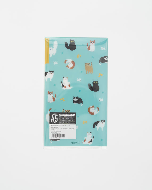 MIDORI Cat 3 Pockets Clear-holder A5 Slim with Cover back