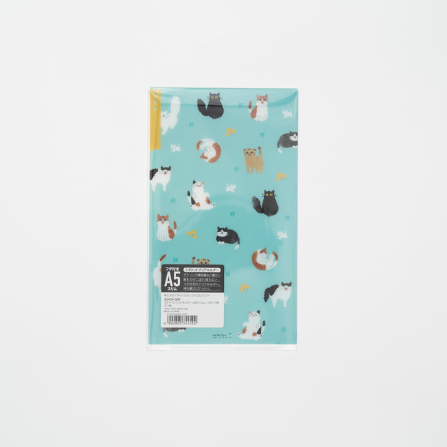 MIDORI Cat 3 Pockets Clear-holder A5 Slim with Cover back